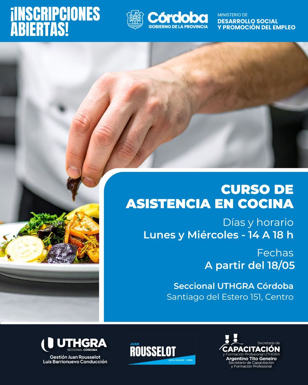 Nuevo Curso de Asistencia en Cocina en UTHGRA Córdoba